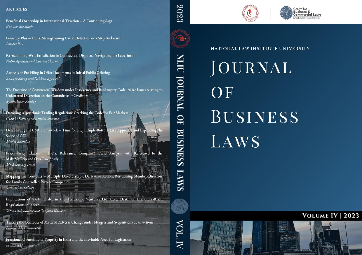 Nliu Journal Of Business Laws Volume 4 Nliu Cbcl